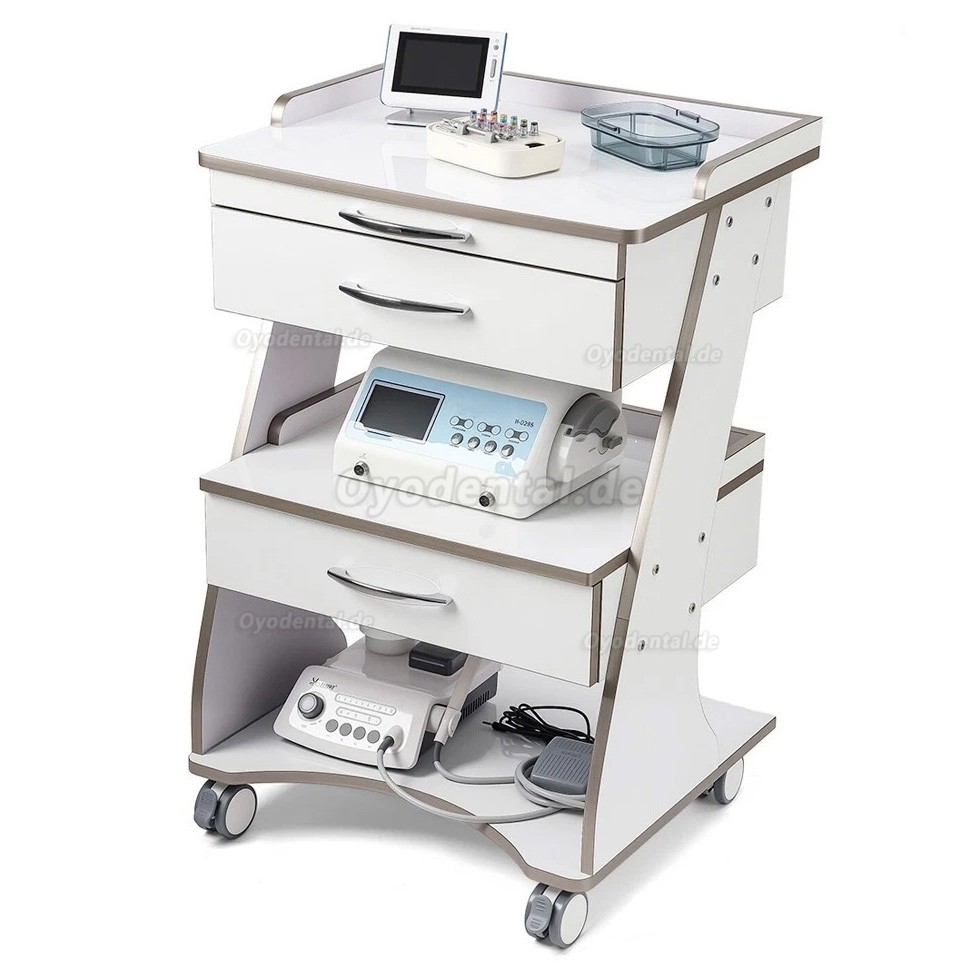 Dentech G06 Dentalwagen Instrumentenwagen mit Instrumententablett Doppelschublade Stauraum